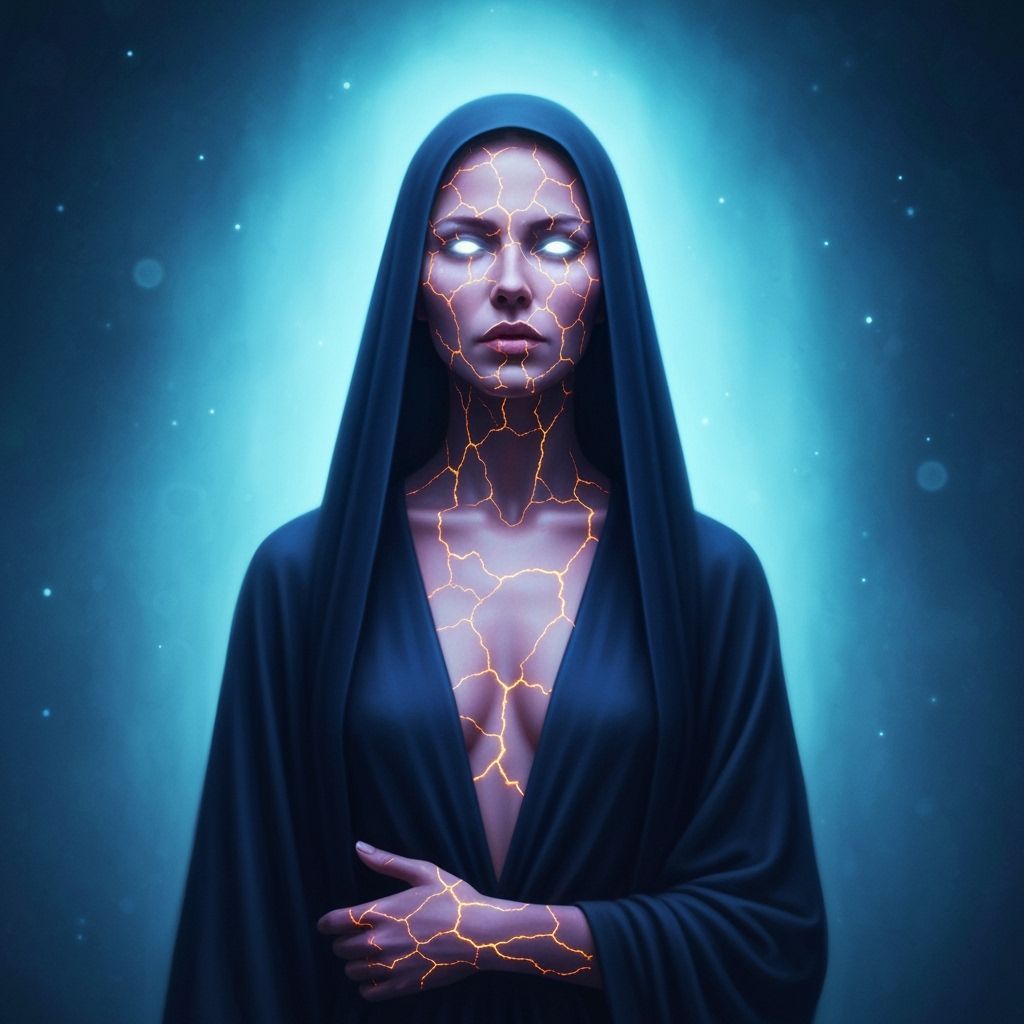 Cosmic Woman in Starry Robes: Surreal Digital Art