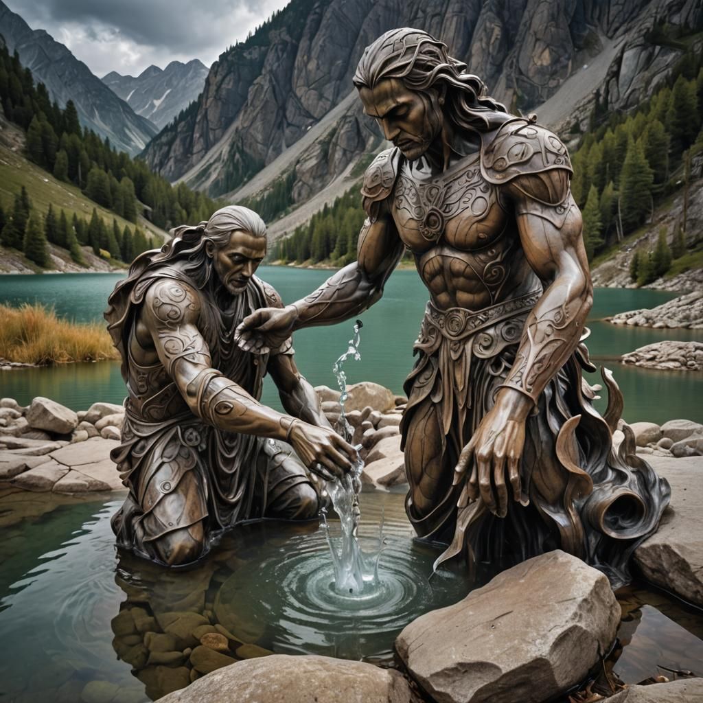 Water Sculptor Shaping Mountain Lake in HDR