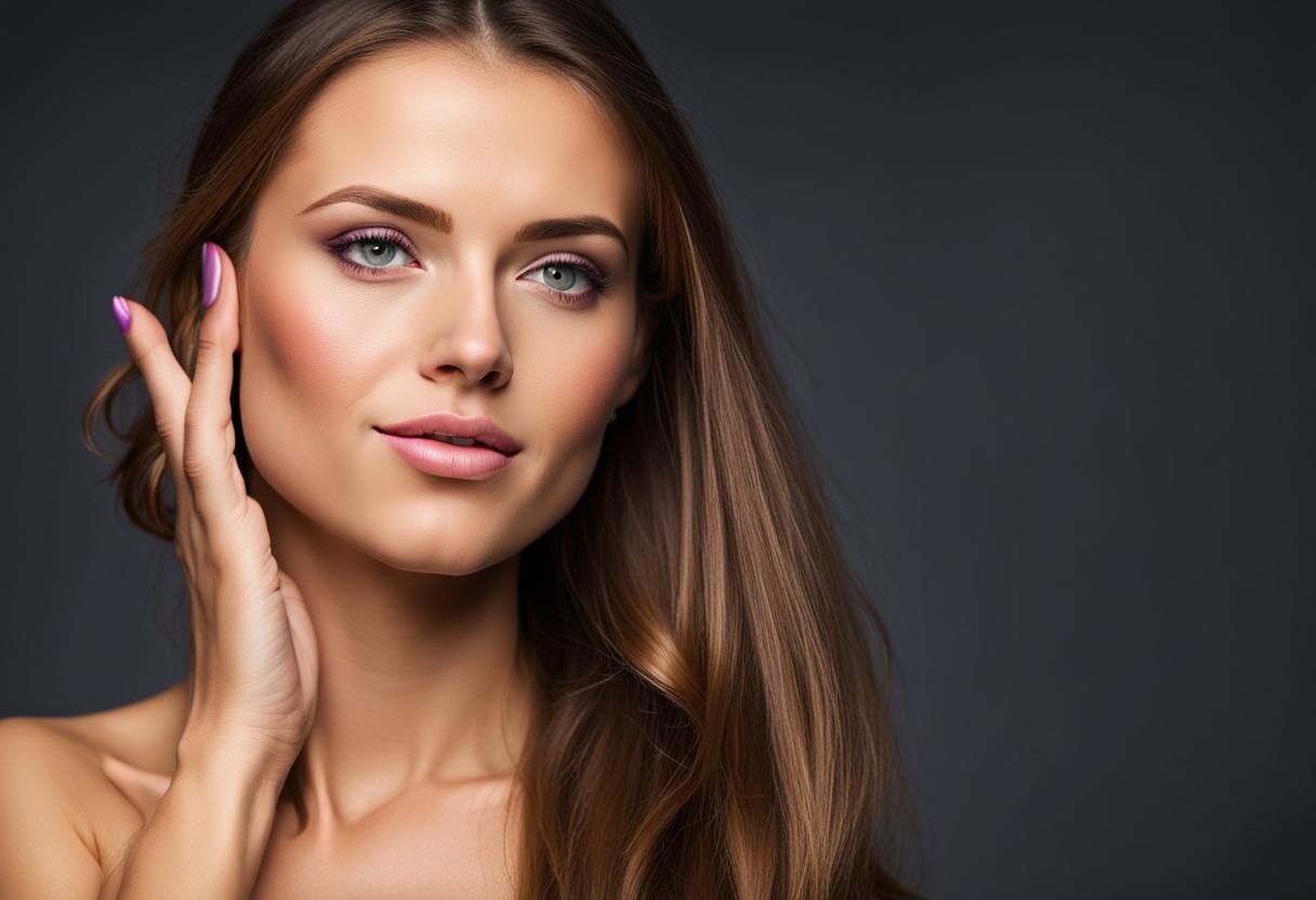 Beautiful Woman with Colorful Floral Background