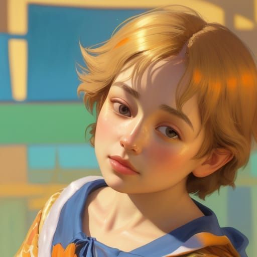 Child Playing: A Matisse-Style Oil Painting