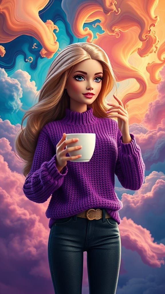 Dreamy Barbie in Vibrant Optical Illusions