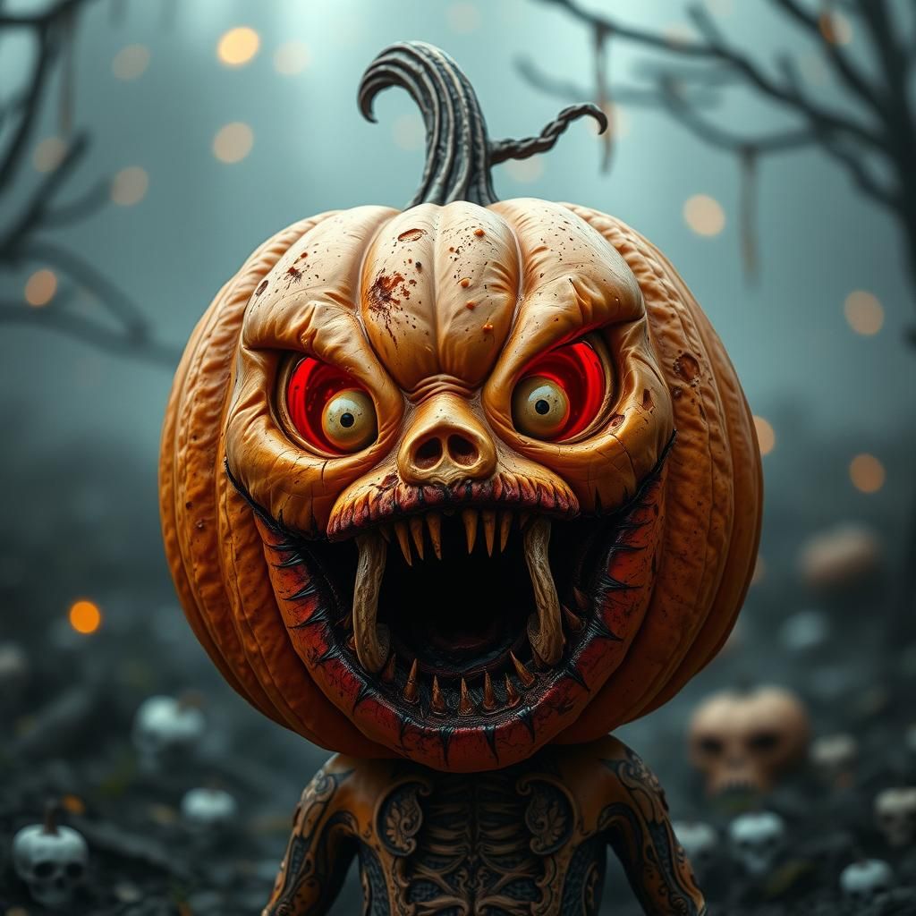 Pumpkin Head Misanthrope Screaming in Digital Painting