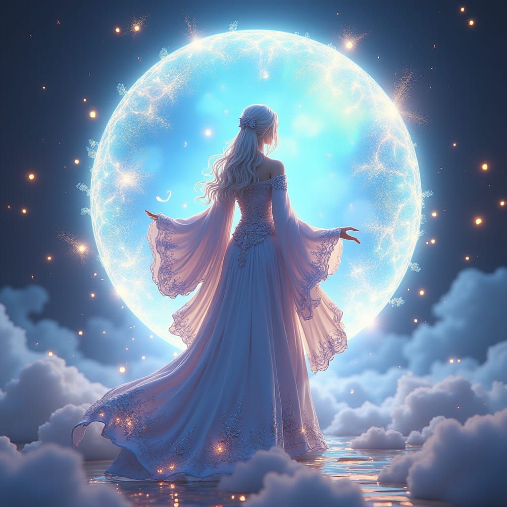 Majestic Figure Enters Magic Portal in Anime Art