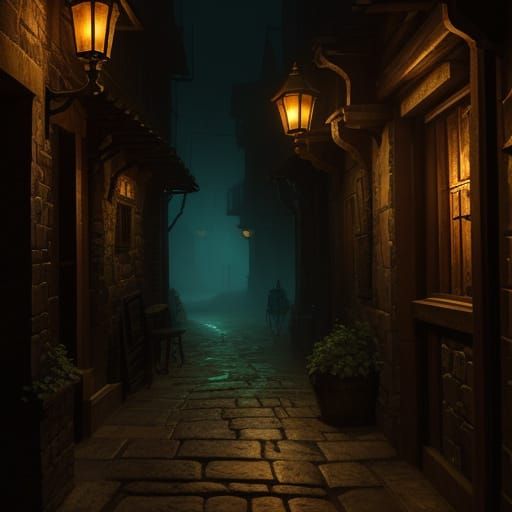 Fantasy Alleyway Near Tavern