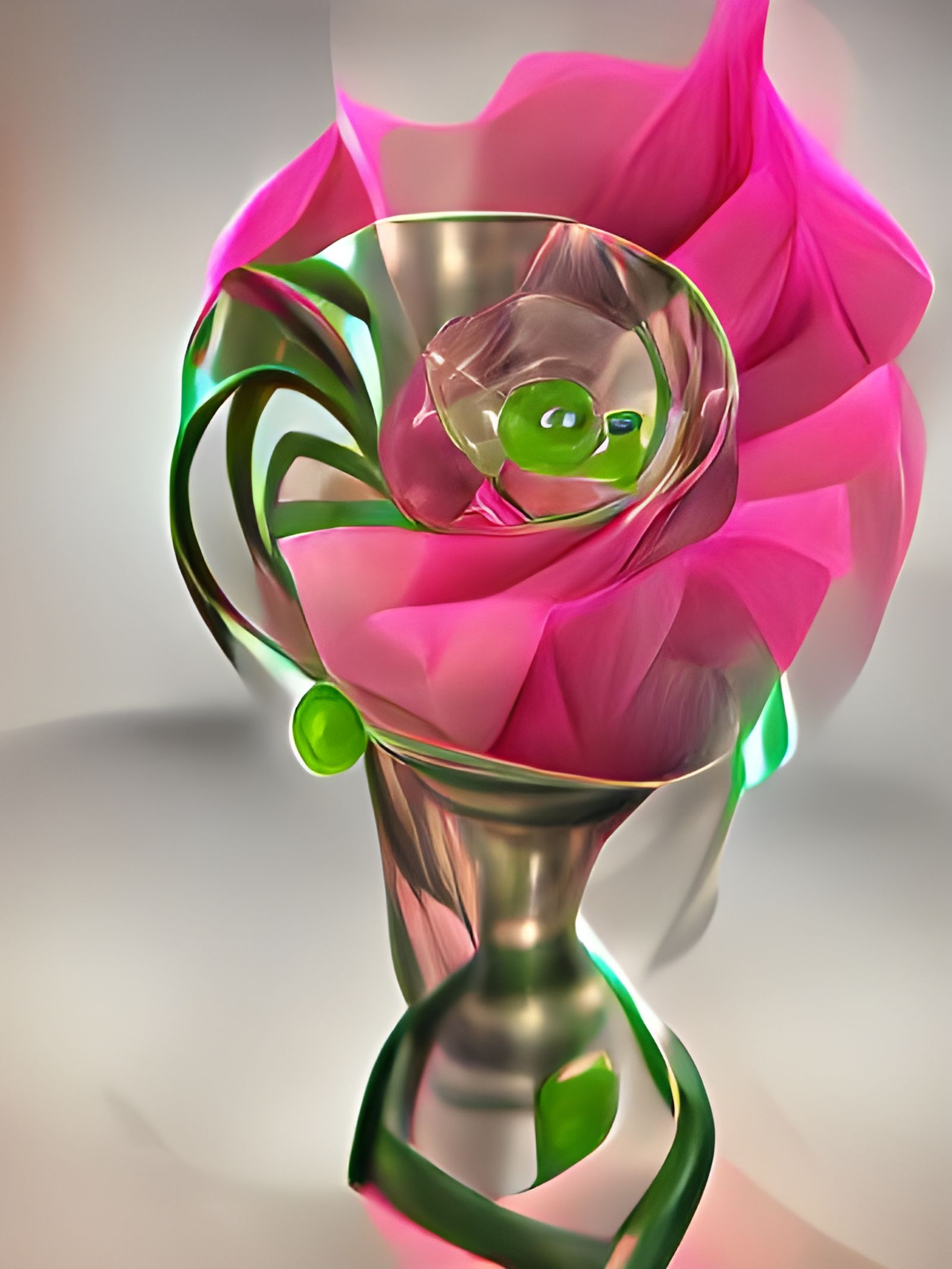 Pink Rose in Glass: Chihuly-Inspired 8k Image