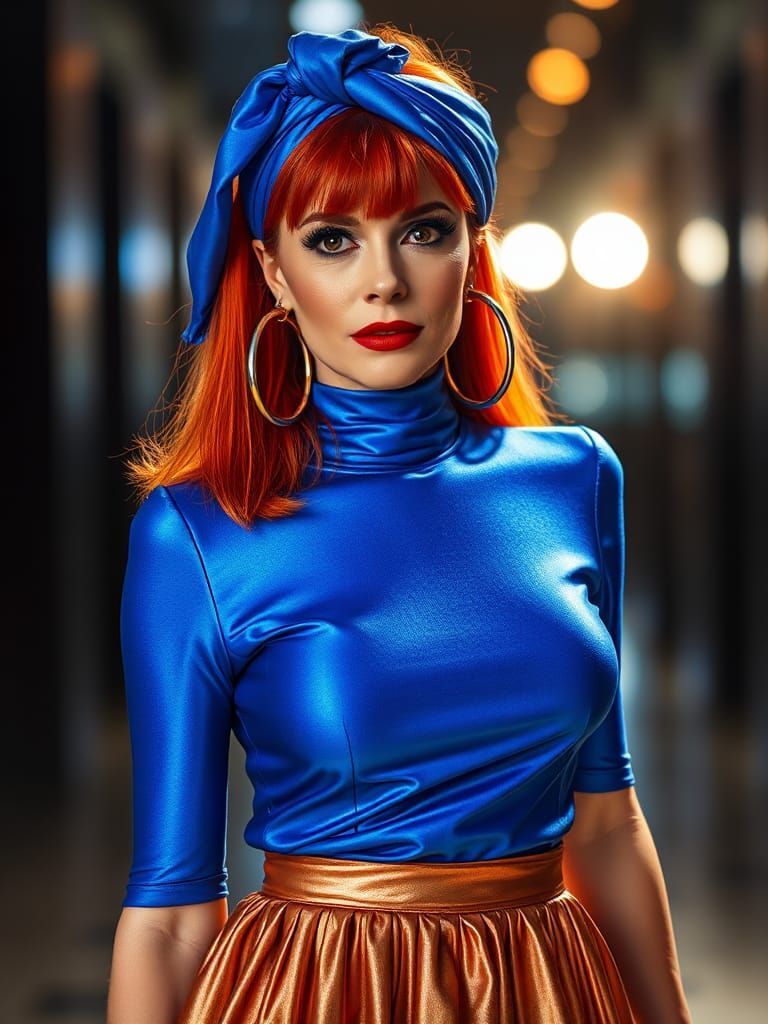 Elegant Woman with Red Hair in High Fashion Glamour