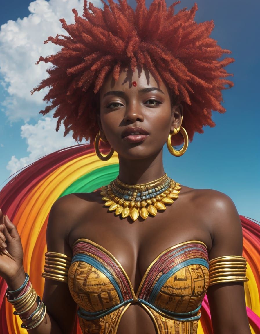 Nigerian Goddess in Afrocaribbean Marketplace: Digital Art