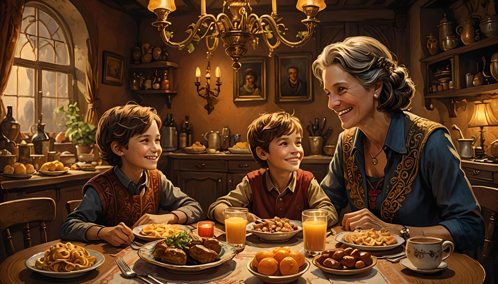 Heartwarming Mother-Son Moment in Old-Fashioned Room