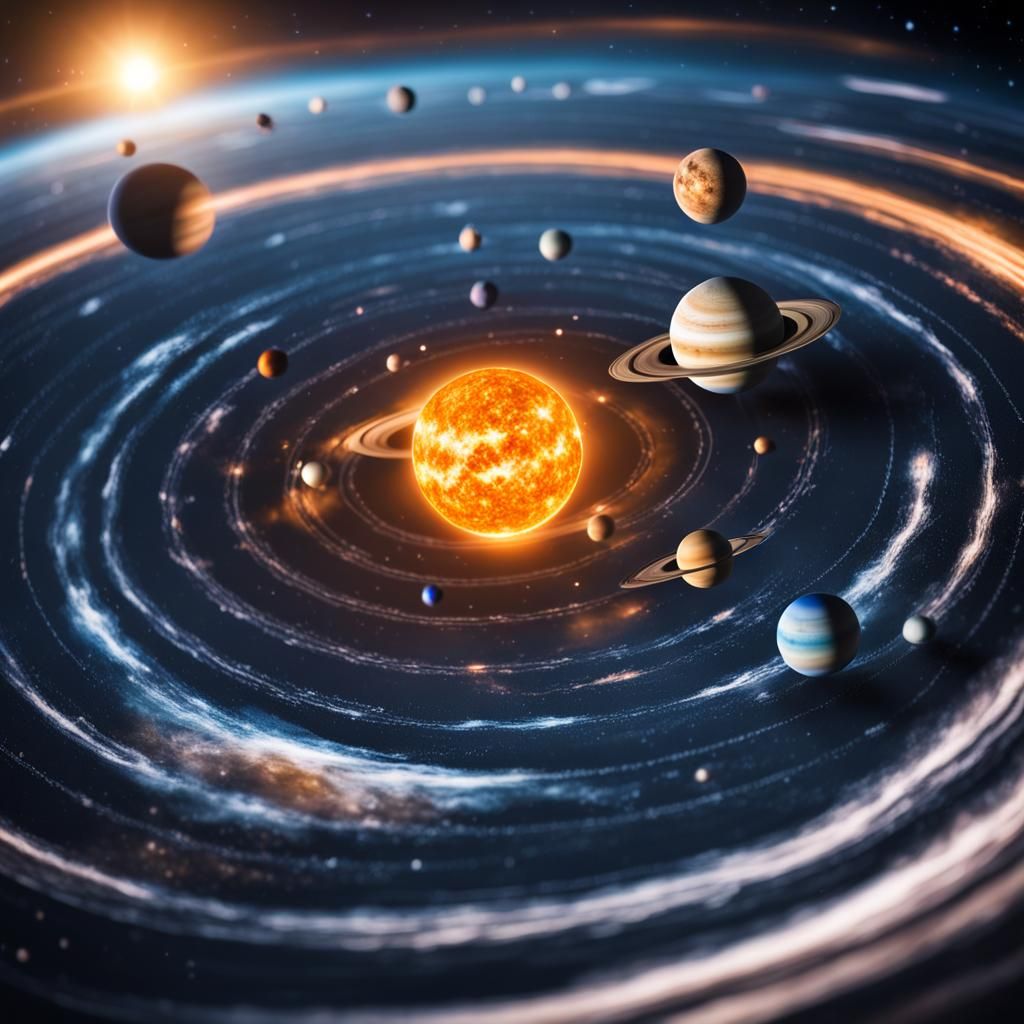 Abstract Solar System with Blurry, Ethereal Planets