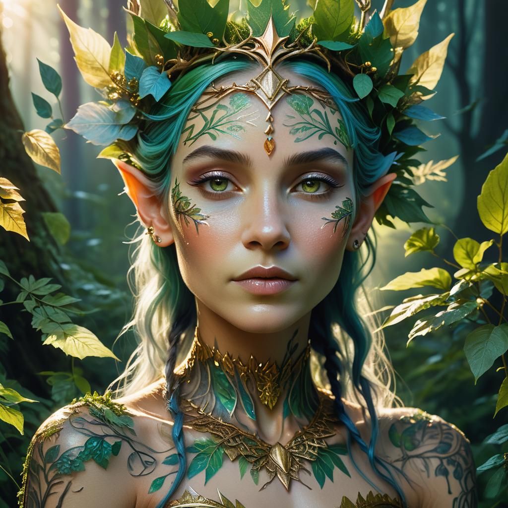Enchanting Elf Queen Portrait in Ethereal Style