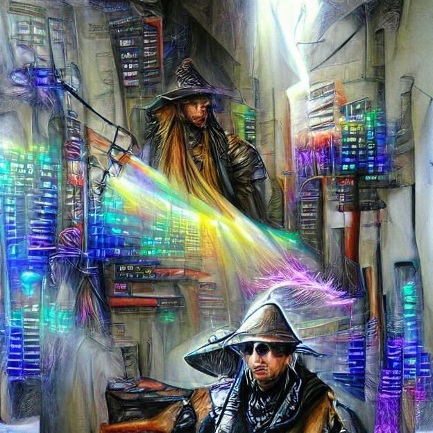 Cyberpunk Wizard in Detailed Digital Artwork
