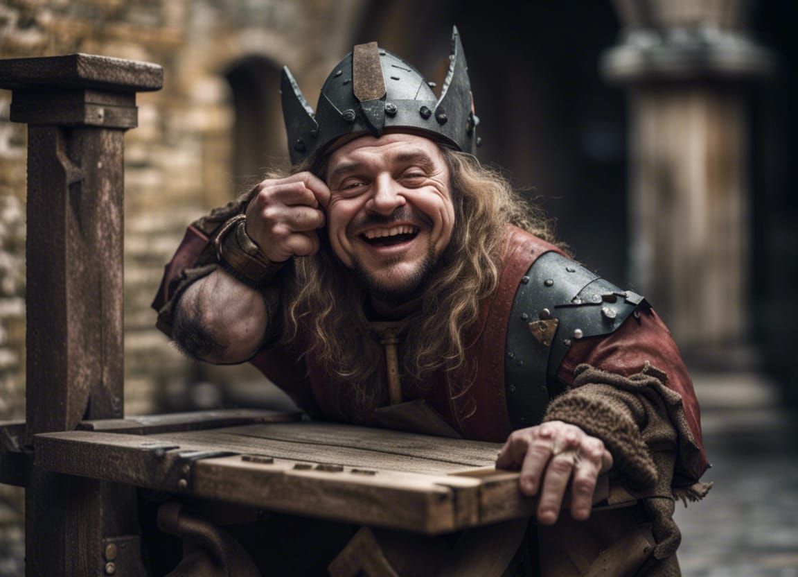 Dwarf Jester's Drunken Debacle in Medieval Pillory