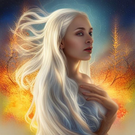 Whimsical Fairycore Goddess Radiates Elegance under Vibrant...