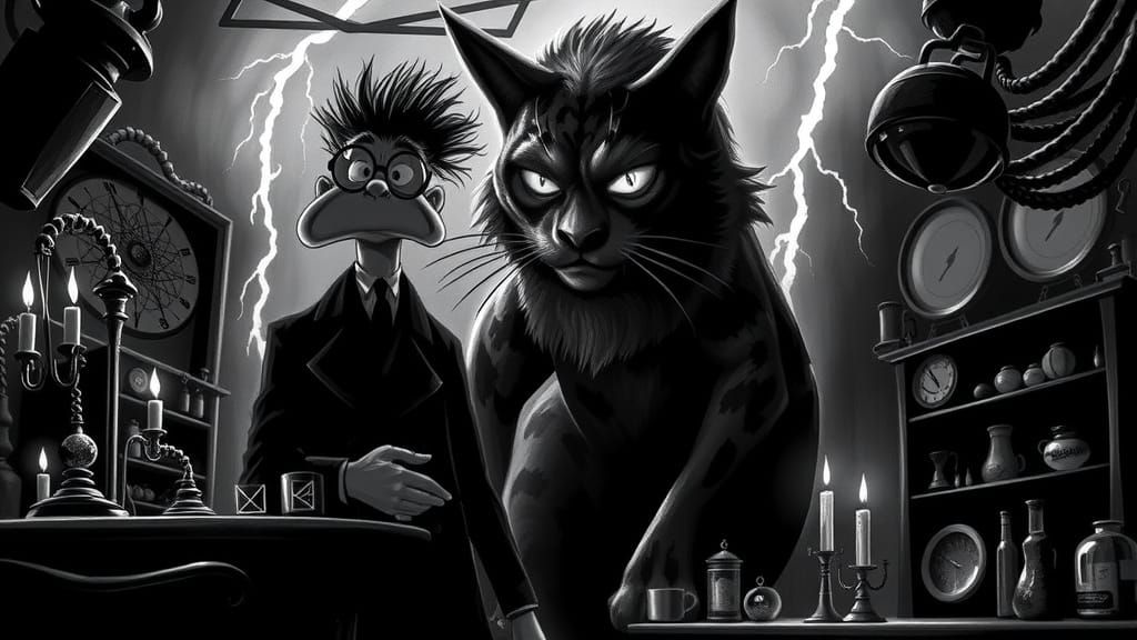 Frankenstein's Feline Abomination in a Dark German Expressio...