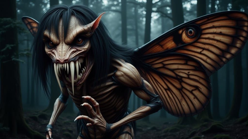 Dark Moth Fairy: Twisted Beauty in a Haunting Gothic Scene