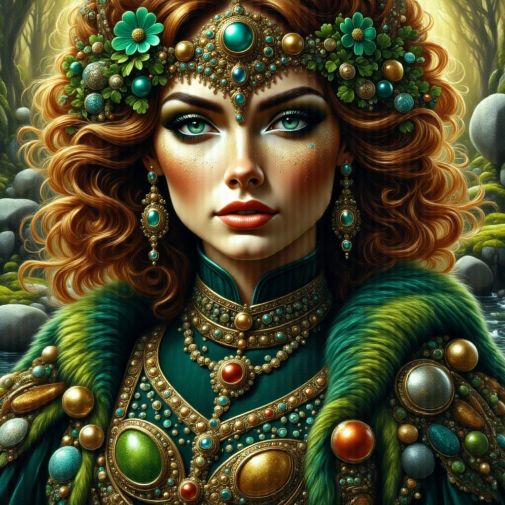 Ethereal Irish Feline Goddess in a Dreamlike Flux