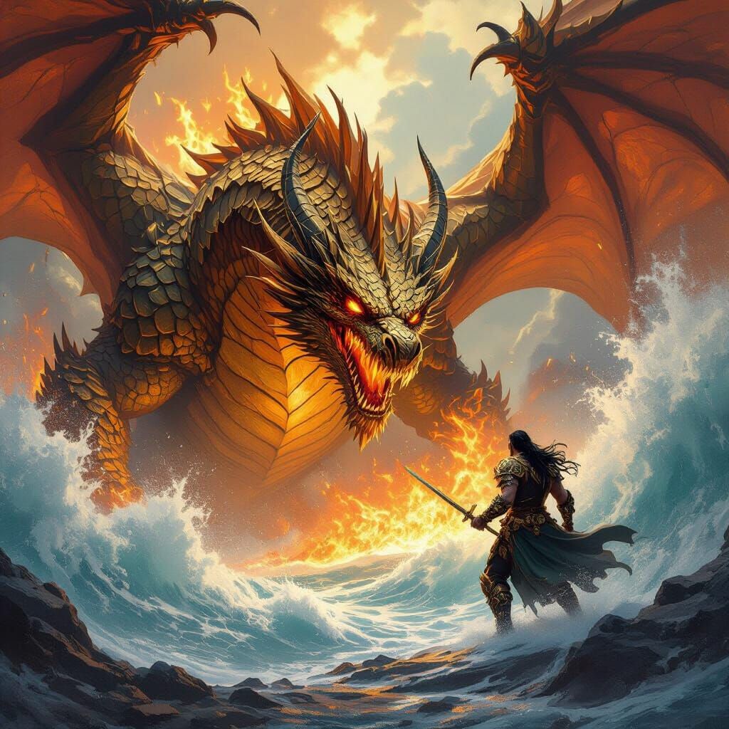 Dragon Warrior Clash: Fire and Water Elemental Battle