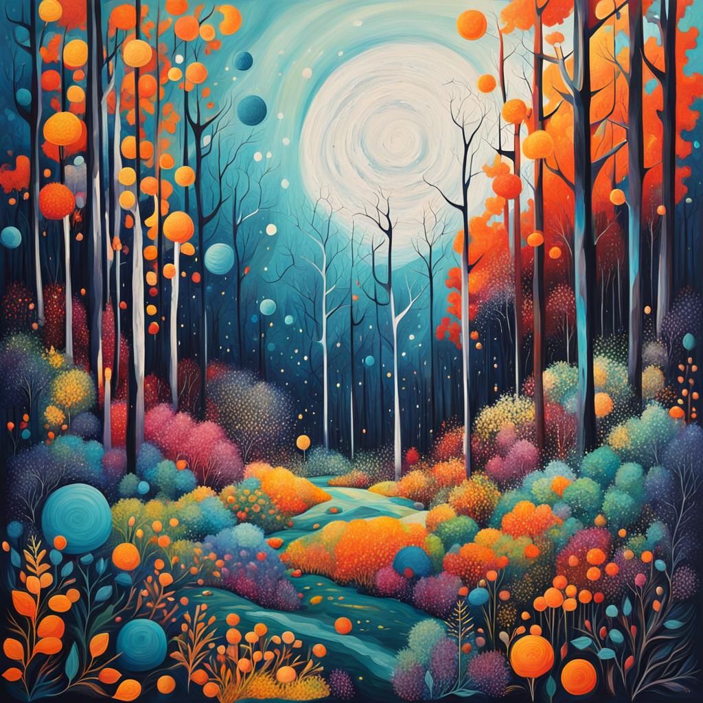 Abstract Space Forest in Complementary Colors