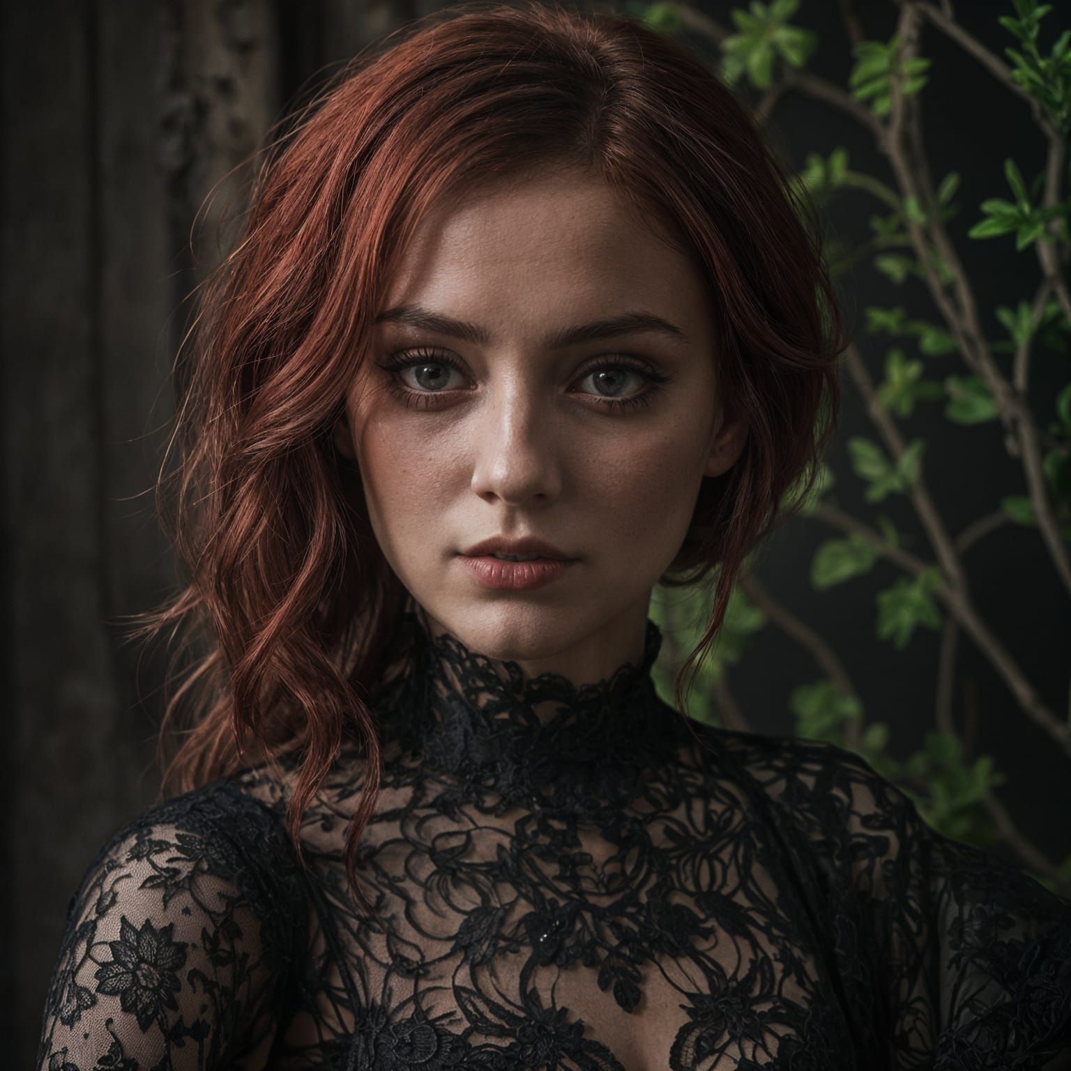 Red Haired Woman in Black Lace: A Masterpiece