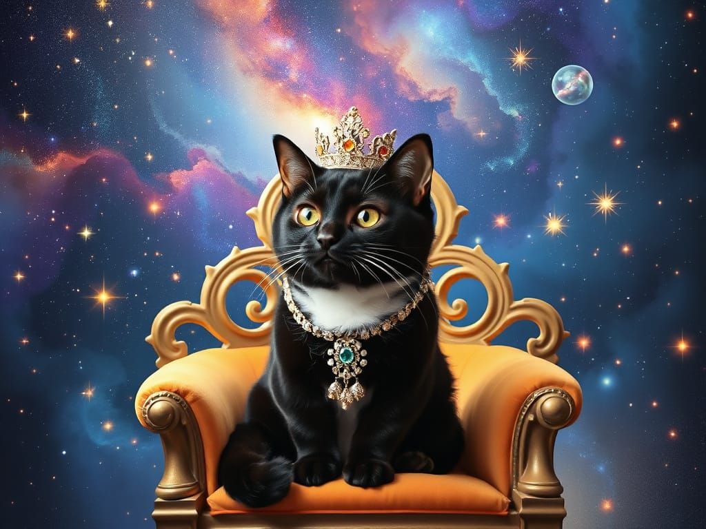 Celestial Cat King in Starry Palace