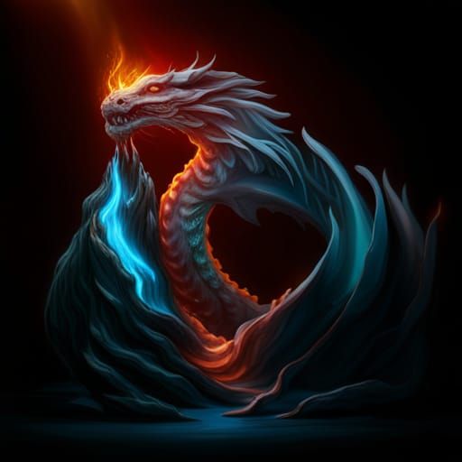 Glowing Glass Dragon Vomiting Fire and Lava