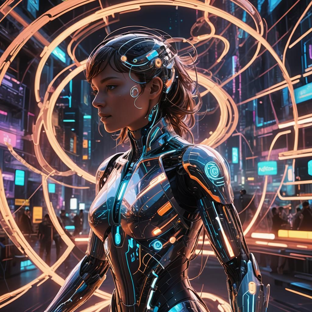 Futuristic Chat Interface with Humanoid Figure