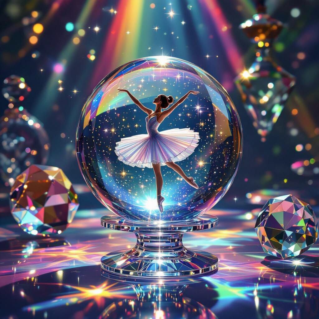 Crystal Ballerina Prism Dance in Matte Painting Style