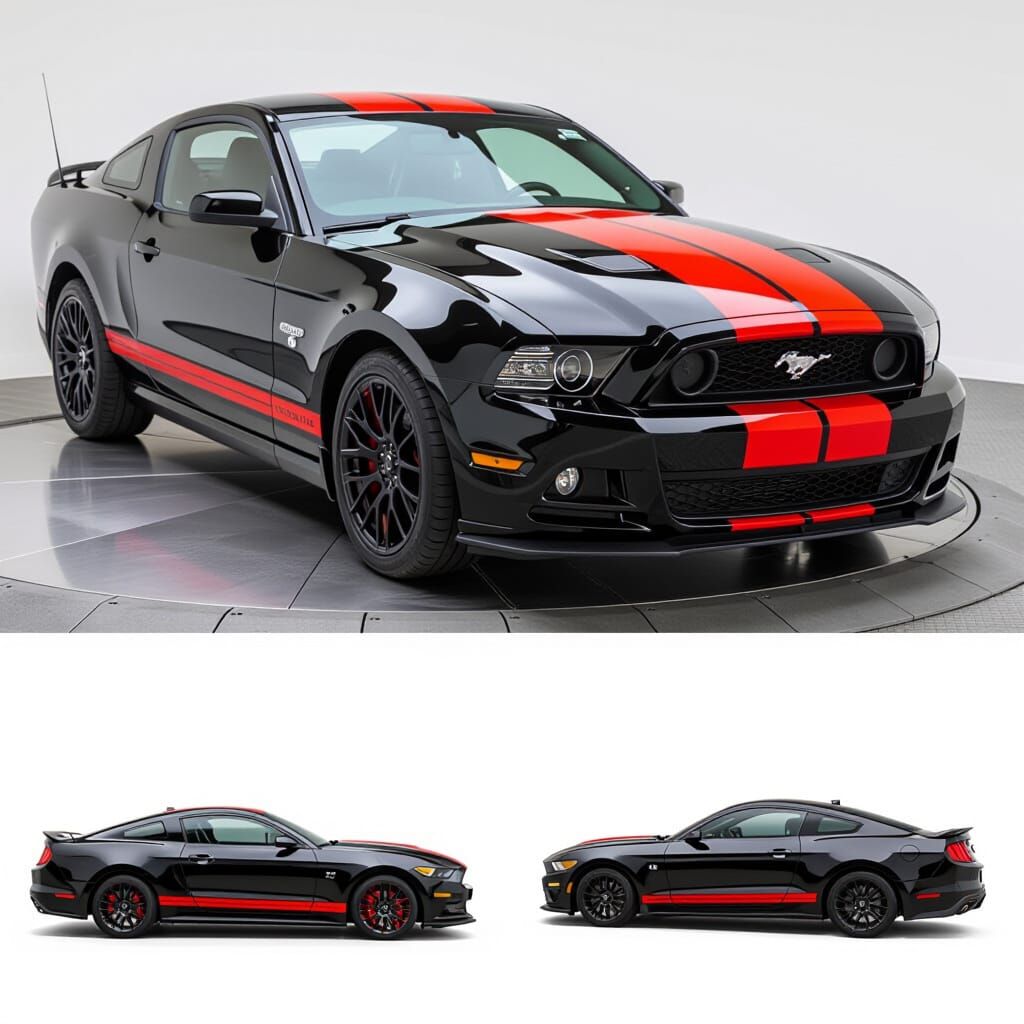 Black Ford Mustang Eleanor with Red Pinstripes