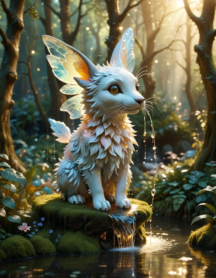 Magical Forest Fountain in Surrealist Style