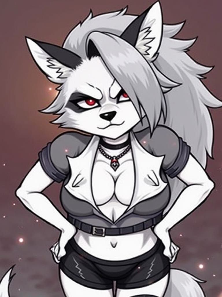 Majestic Hyper-Realistic Wolf Goddess with Fiery Gaze