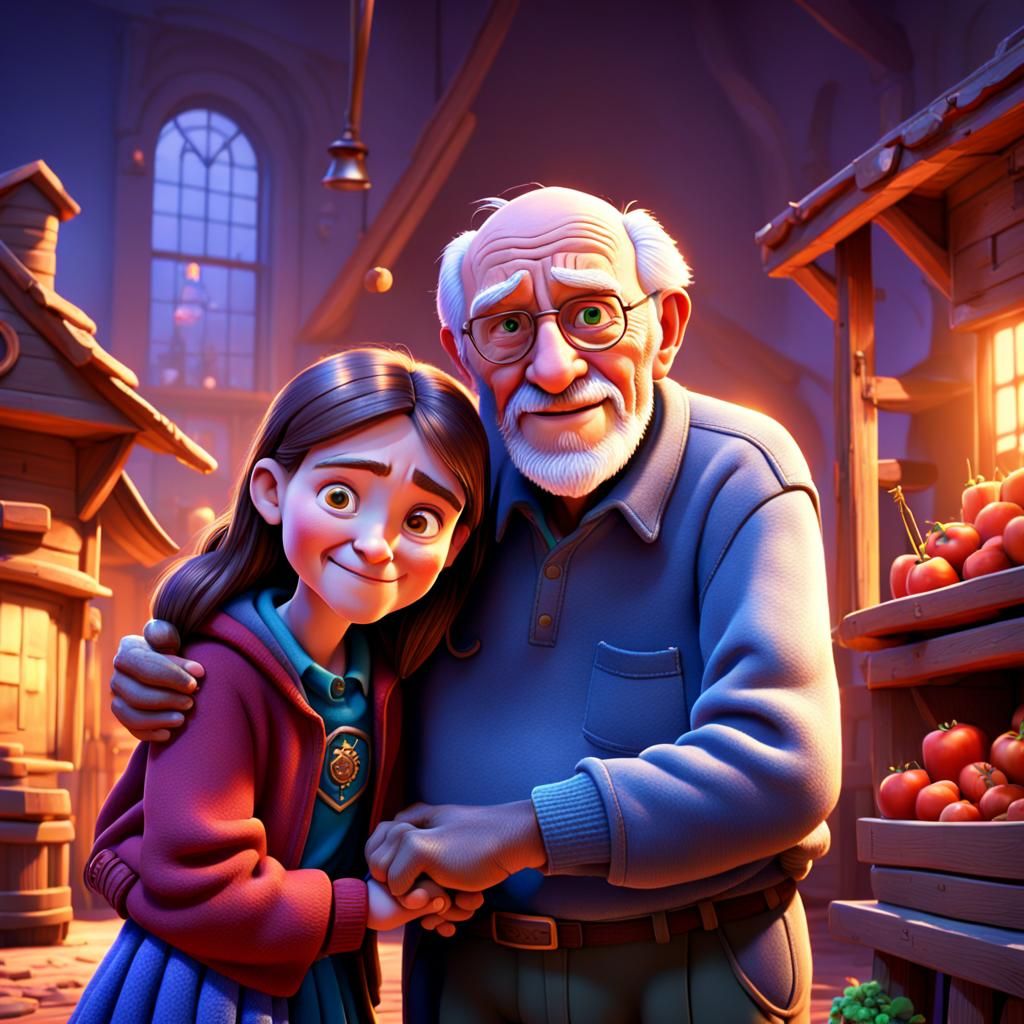 Heidi and Grandfather: Pixar-Style 3D Digital Art