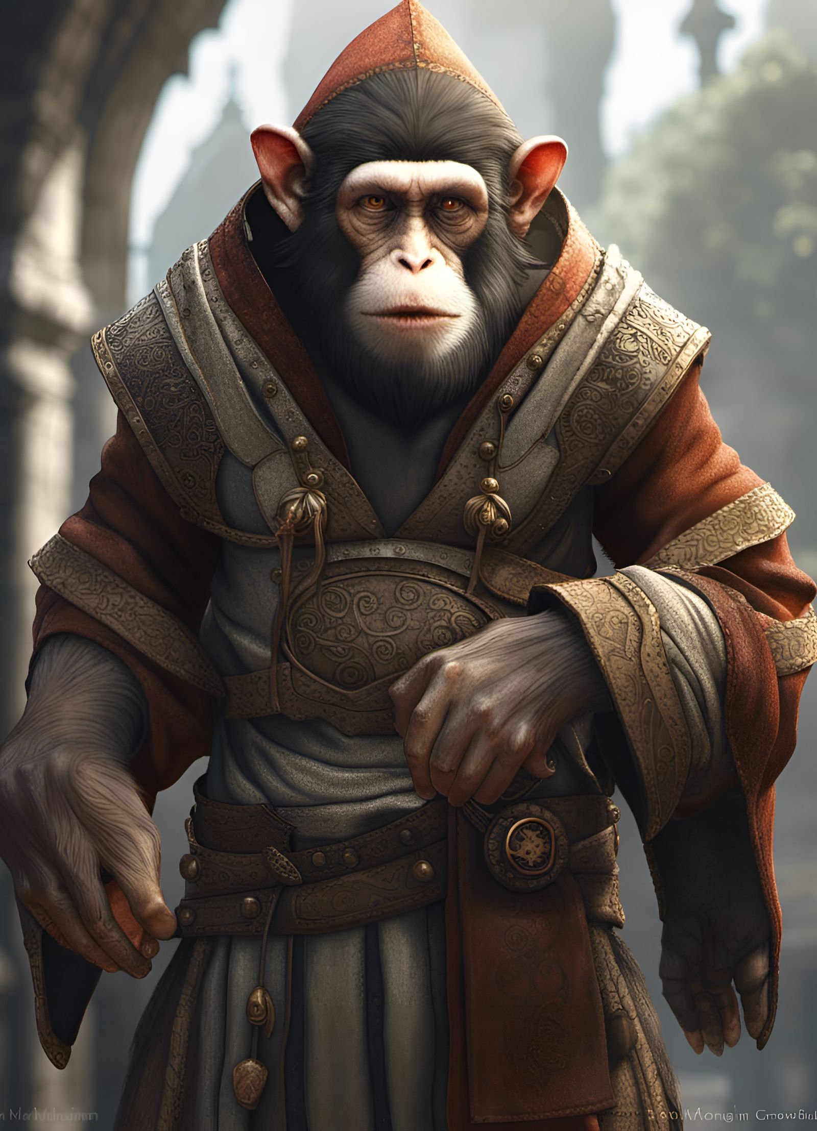 Medieval Monkey Monk Concept Art in 8k