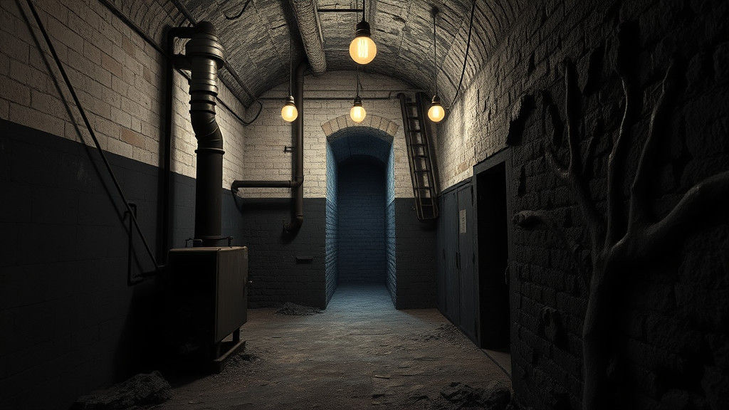 Eerie Basement with Coal Furnace and Mine Shaft
