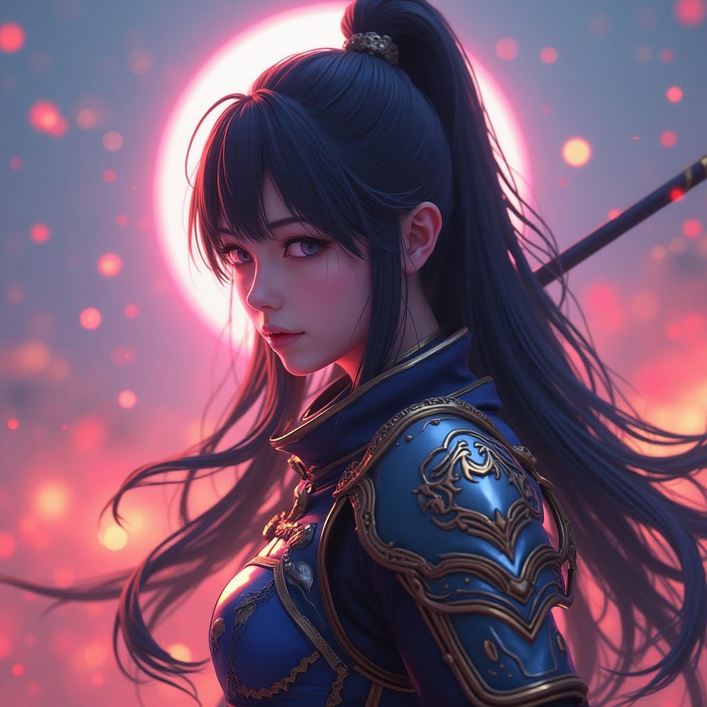 Anime Ninja Warrior in Hyperrealistic 3D Art