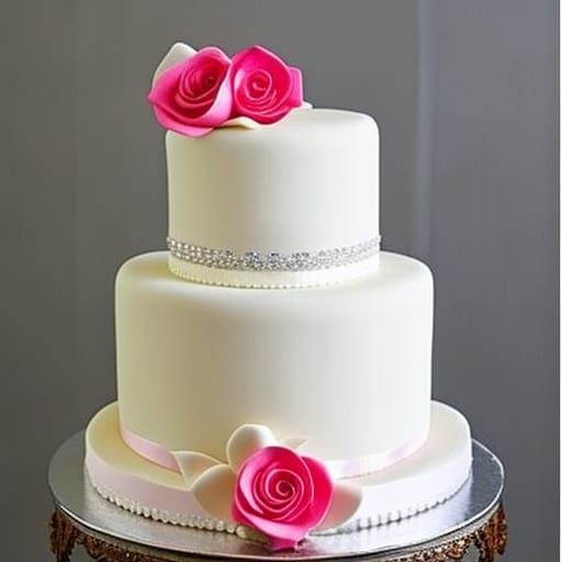Elegant Three-Tier Wedding Cake with Rose Blooms