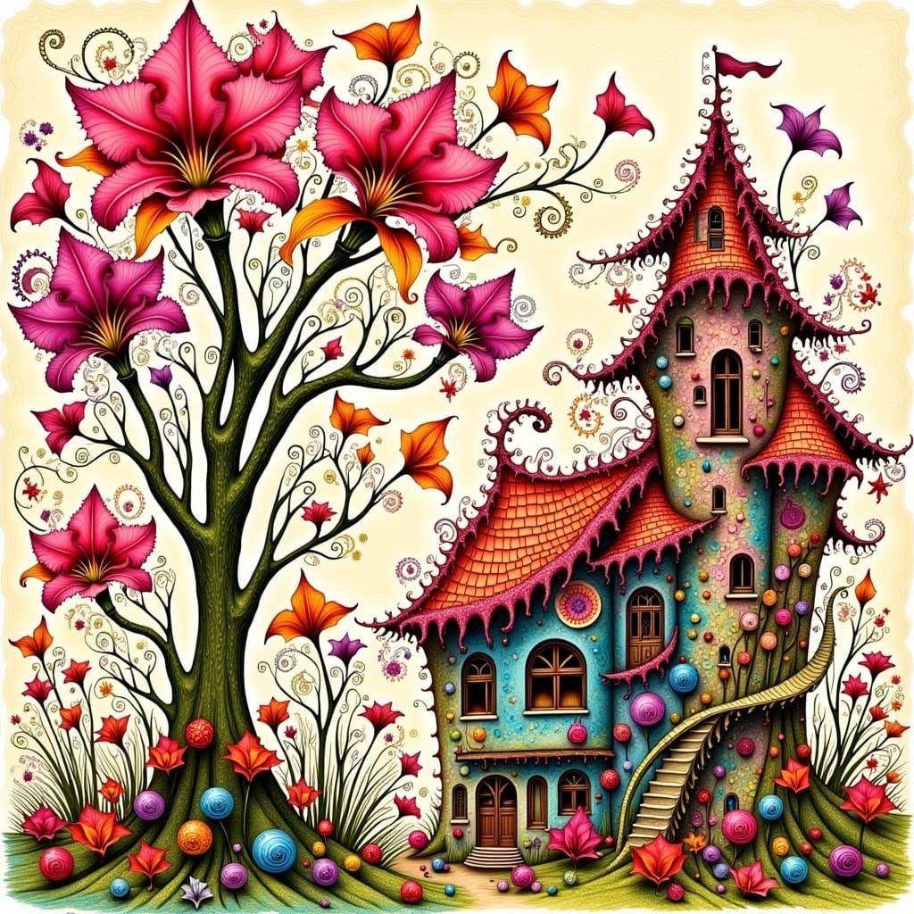 Hundertwasser Eco House with Flower Child