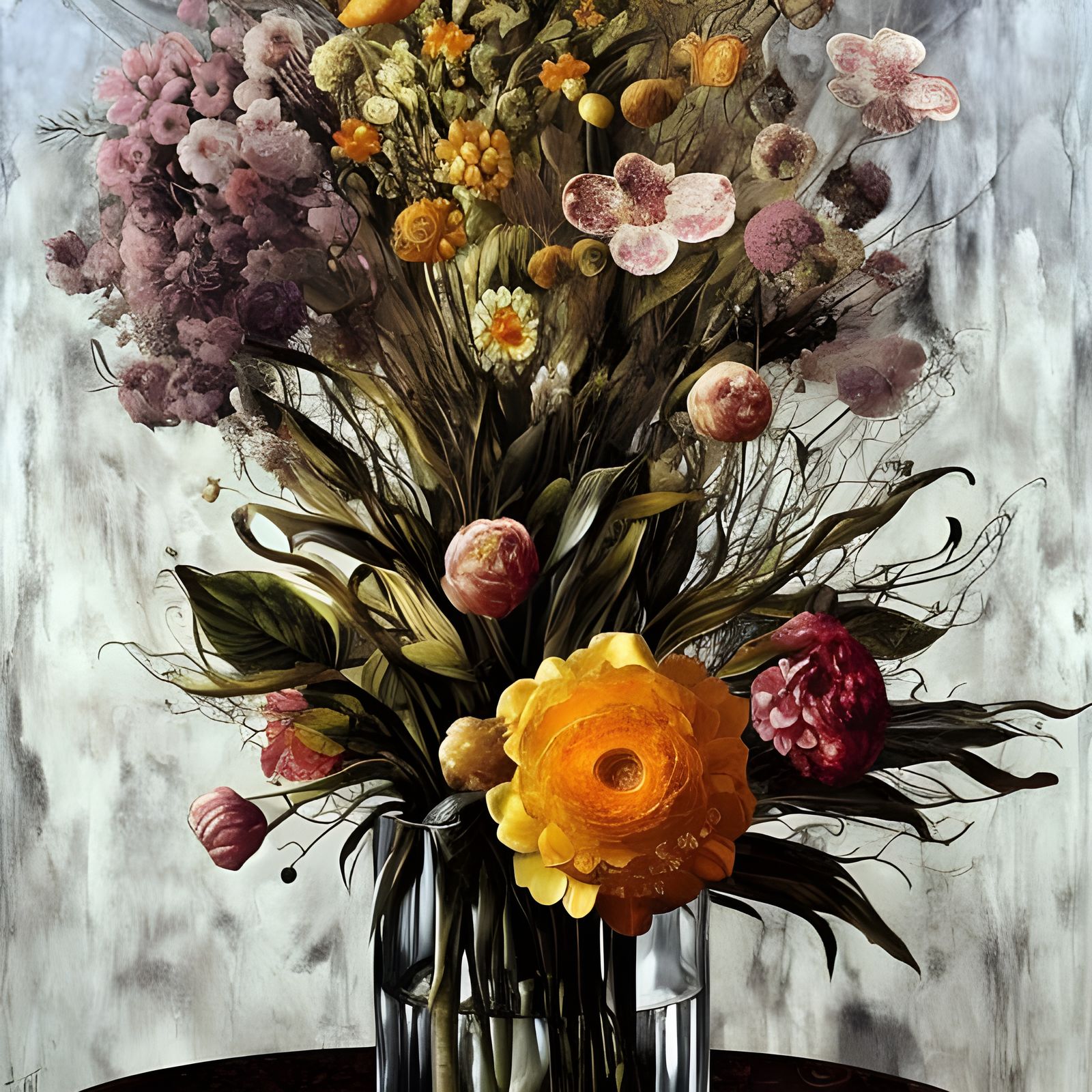 Intricate Flower Bouquet: Digital Fantasy Painting