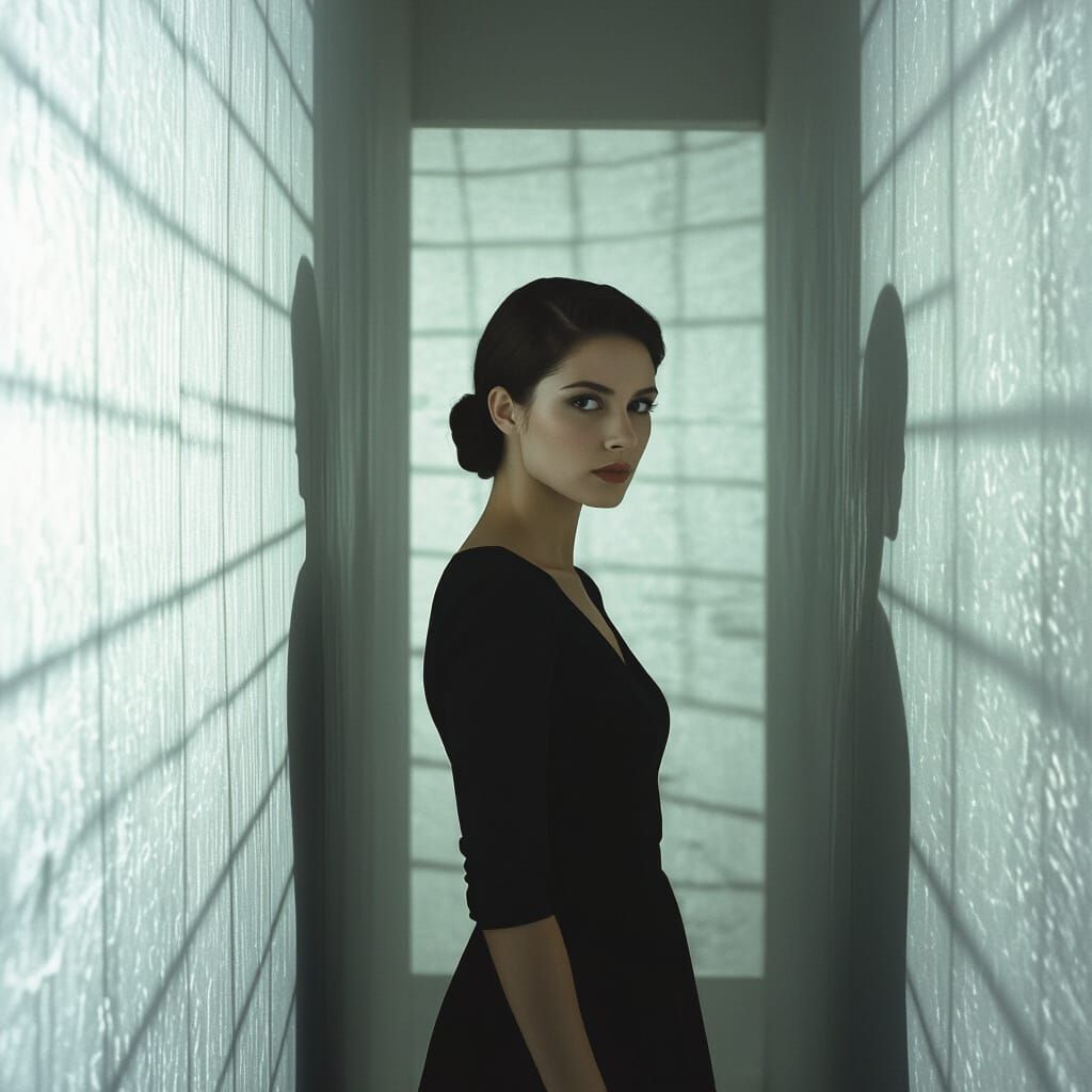 Cinematic Portrait with Harsh Flash and Sculptural Shadows