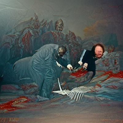 Mike Myers and Lyndon Baines Johnson Corpse: Horror Art