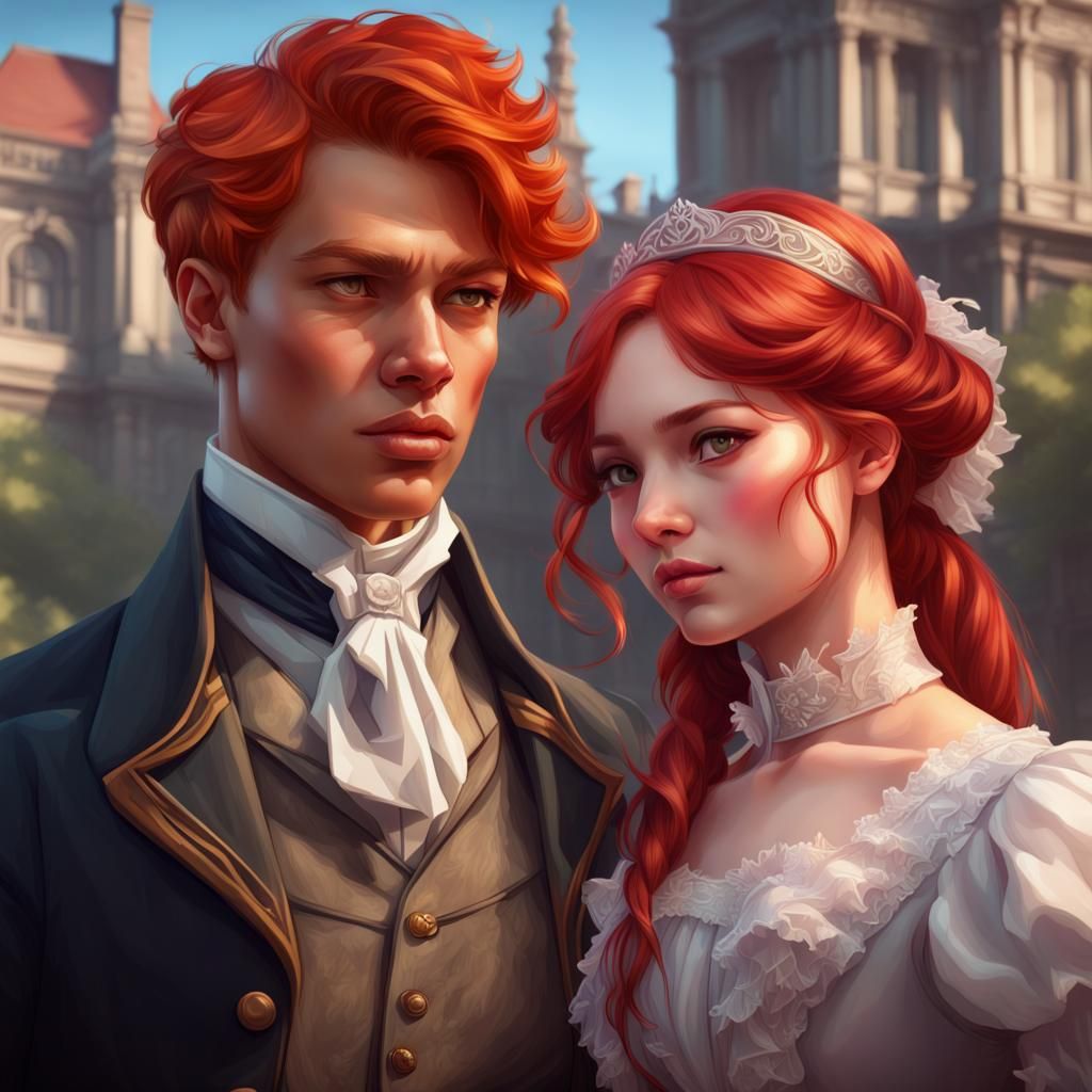 Victorian Princess and Student Portrait in Art Nouveau Style