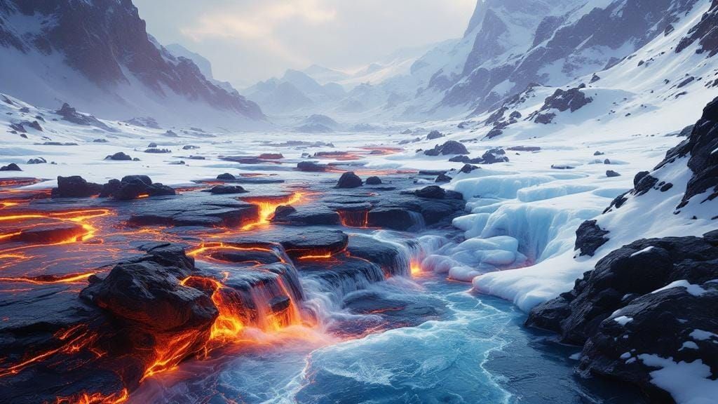 Lava River to Frozen Tundra: Digital Art