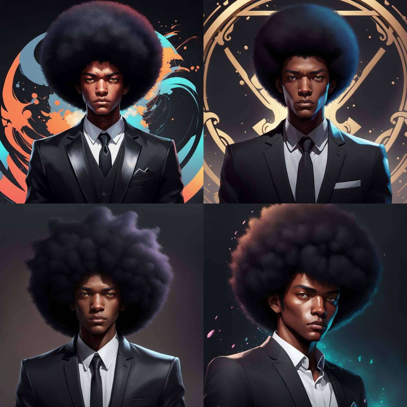 Kitsune Teen in Black Suit: Hyperdetailed Portrait