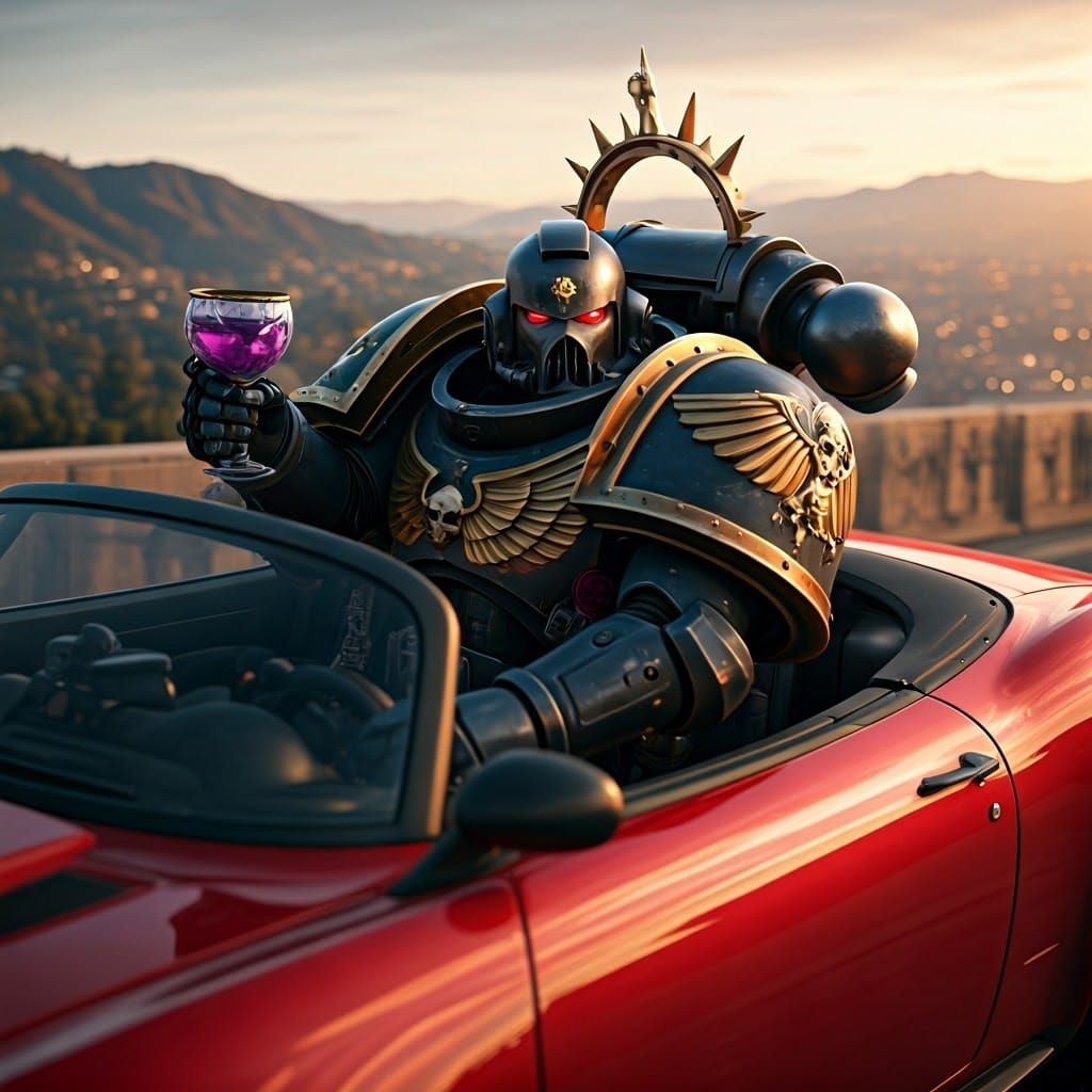 Space Marine Cruises Los Angeles in a Convertible
