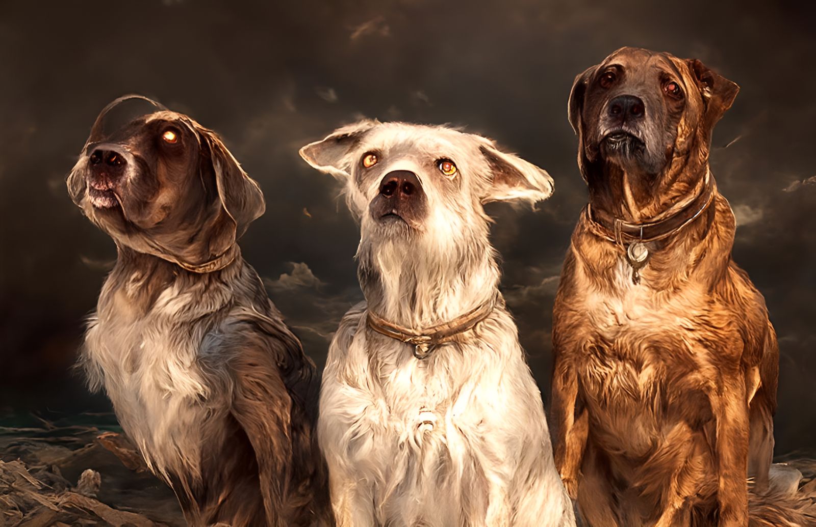 Eerie Puppy Dogs in Romanticism Style