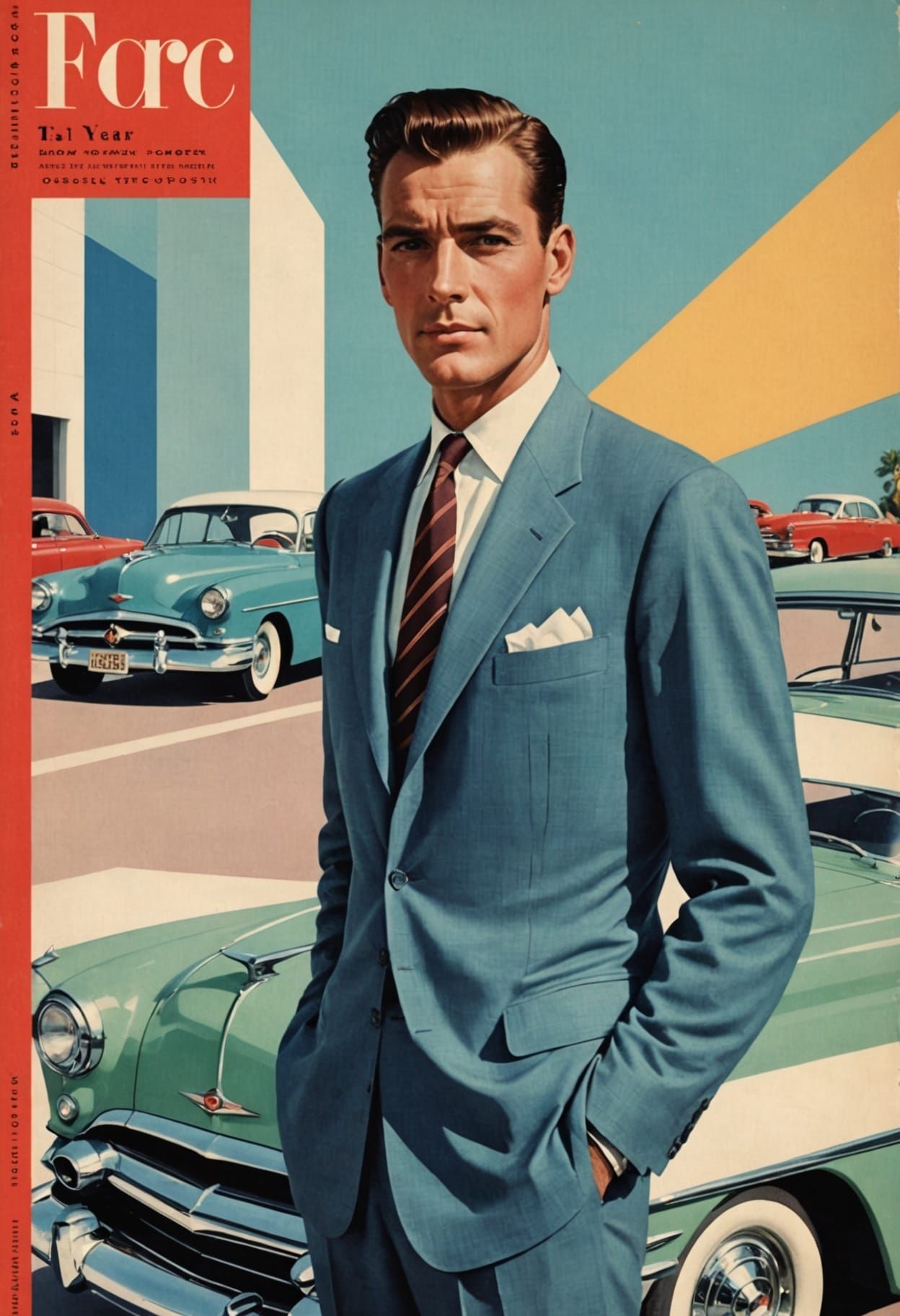 Vintage 1950s Magazine Cover with Stylish Man