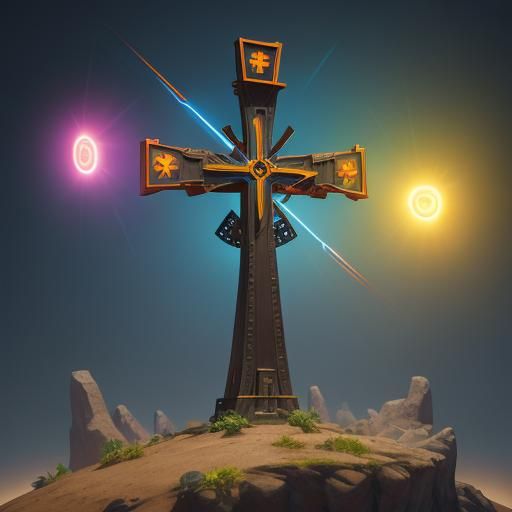Pixar-Style 3D Cross with Bright Gradient Background