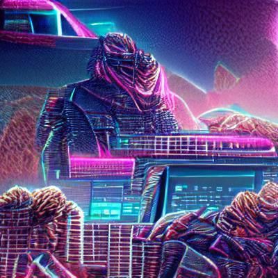 Synthwave Rock Band in Hyperdetail