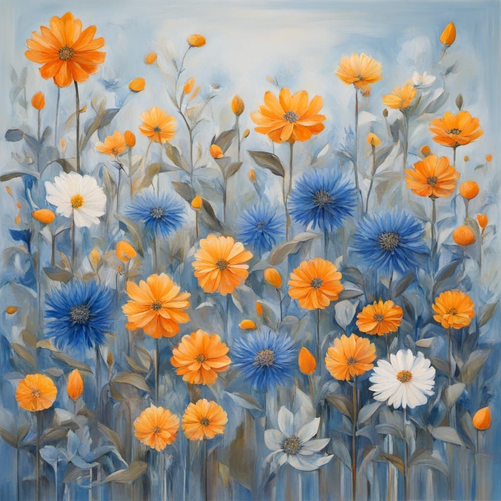 Abstract Floral Painting with Surrealism