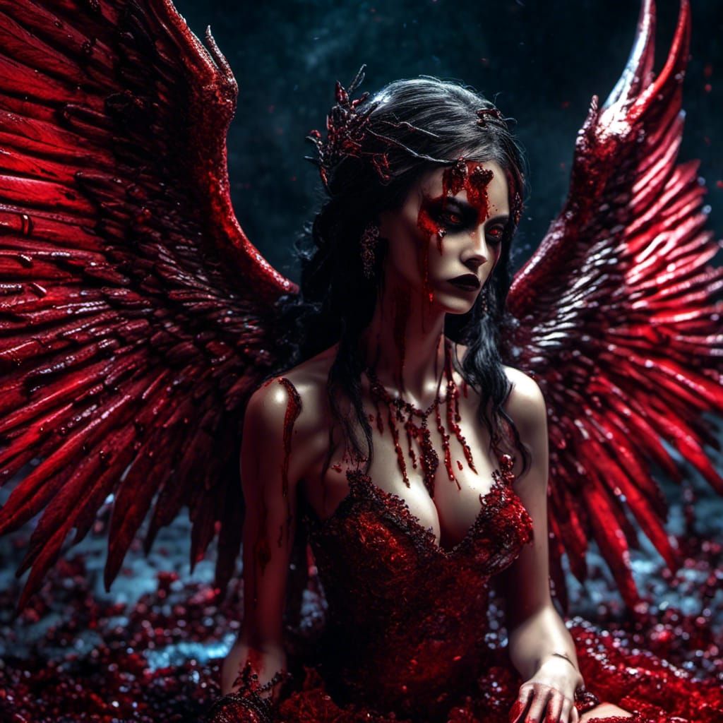 Fallen Angel Reaching Out in Horror Art