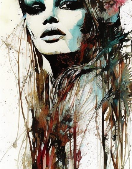 Brigitte Bardot Portrait in Splatch Art Style